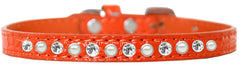 Pearl And Clear Jewel Croc Dog Collar Size