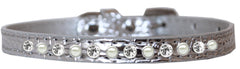 Pearl And Clear Jewel Croc Dog Collar Size