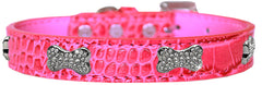 Croc Crystal Bone Dog Collar Size