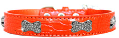 Croc Crystal Bone Dog Collar Size