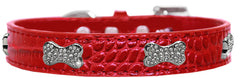 Croc Crystal Bone Dog Collar Size