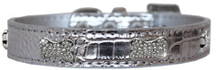 Croc Crystal Bone Dog Collar Size