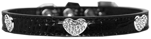 Croc Crystal Heart Dog Collar Size