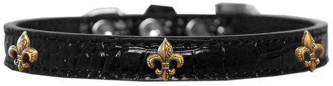 Bronze Fleur De Lis Widget Croc Dog Collar Size