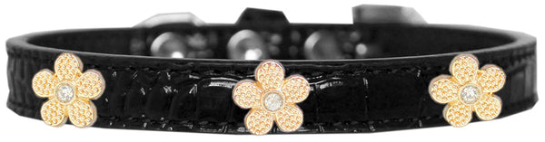 Gold Flower Widget Croc Dog Collar Size