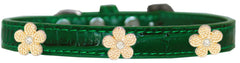 Gold Flower Widget Croc Dog Collar Size