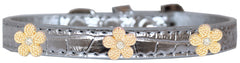 Gold Flower Widget Croc Dog Collar Size