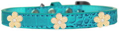 Gold Flower Widget Croc Dog Collar Size