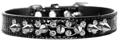 Double Crystal And Spike Croc Dog Collar Size