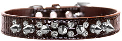 Double Crystal And Spike Croc Dog Collar Size