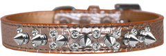 Double Crystal And Spike Croc Dog Collar Size