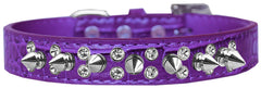 Double Crystal And Spike Croc Dog Collar Size