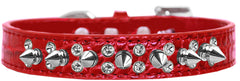 Double Crystal And Spike Croc Dog Collar Size