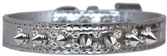 Double Crystal And Spike Croc Dog Collar Size