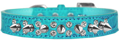 Double Crystal And Spike Croc Dog Collar Size