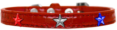 Red, White And Blue Star Widget Croc Dog Collar Size