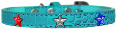 Red, White And Blue Star Widget Croc Dog Collar Size
