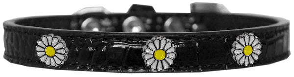 White Daisy Widget Croc Dog Collar Size