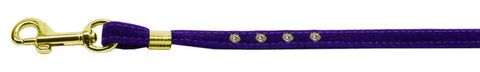 Velvet Flat Leash Purple 3-8 Clear Jewel Leash