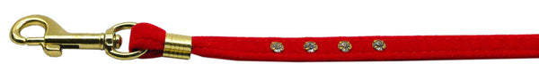 Velvet Flat Leash Red 3-8 Clear Jewel Leash