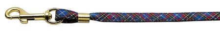 3/8'' Fabric Plain Leash Blue Plaid Hardware