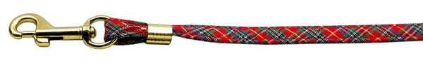 3/8'' Fabric Plain Leash Red Plaid Hardware