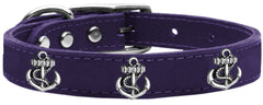 Silver Anchor Widget Genuine Leather Dog Collar