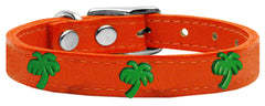 Green Palm Tree Widget Genuine Leather Dog Collar