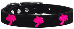 Pink Palm Tree Widget Genuine Leather Dog Collar