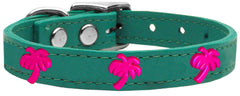 Pink Palm Tree Widget Genuine Leather Dog Collar