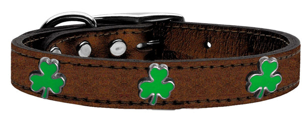 Shamrock Widget Genuine Metallic Leather Dog Collar