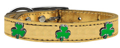 Shamrock Widget Genuine Metallic Leather Dog Collar