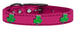 Shamrock Widget Genuine Metallic Leather Dog Collar