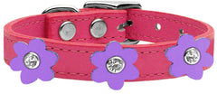 Flower Leather Collar Pink With Flowers Size