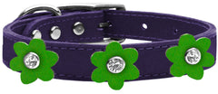 Flower Leather Collar Purple With Flowers Size