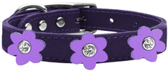 Flower Leather Collar Purple With Flowers Size