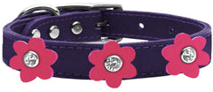 Flower Leather Collar Purple With Flowers Size