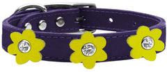 Flower Leather Collar Purple With Flowers Size