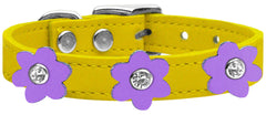 Flower Leather Collar Yellow With Flowers Size