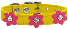 Flower Leather Collar Yellow With Flowers Size