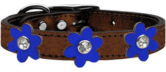 Metallic Flower Leather Collar Bronze With Metallic Flowers Size