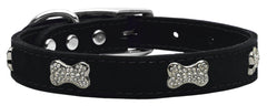 Crystal Bone Genuine Leather Dog Collar