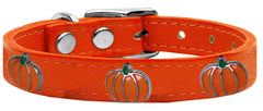 Pumpkin Widget Genuine Leather Dog Collar