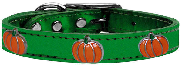 Pumpkin Widget Genuine Metallic Leather Dog Collar