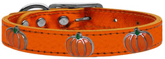 Pumpkin Widget Genuine Metallic Leather Dog Collar