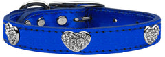 Crystal Heart Genuine Metallic Leather Dog Collar