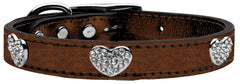 Crystal Heart Genuine Metallic Leather Dog Collar