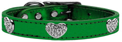 Crystal Heart Genuine Metallic Leather Dog Collar