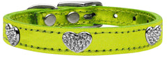 Crystal Heart Genuine Metallic Leather Dog Collar