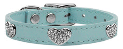 Crystal Heart Genuine Leather Dog Collar